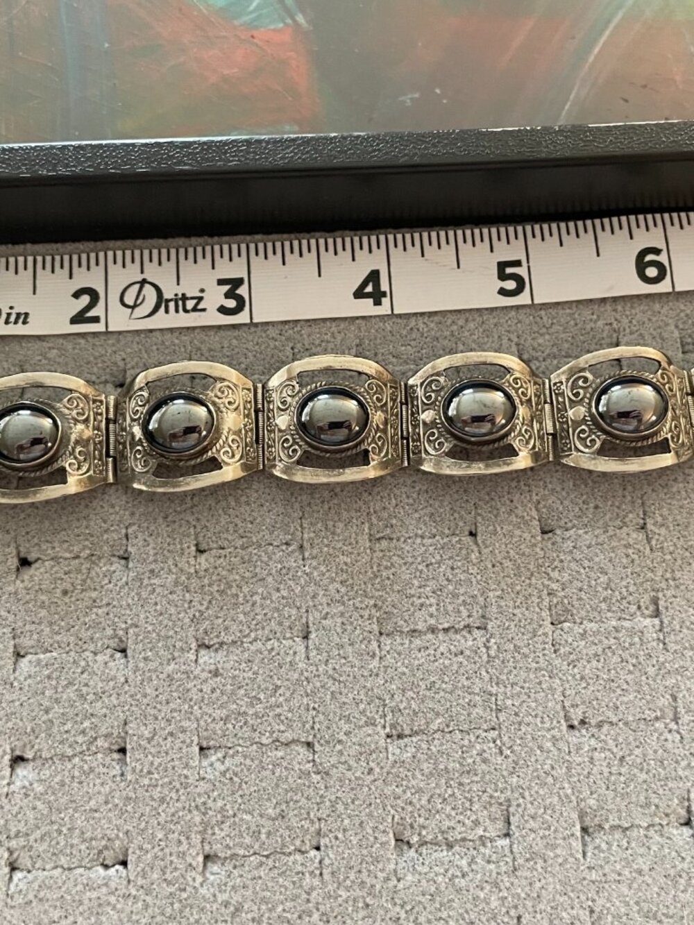 Vintage Bracelet Silver Alpaca Mexico Panel Retro Handmade OOAK 29 grams 7"